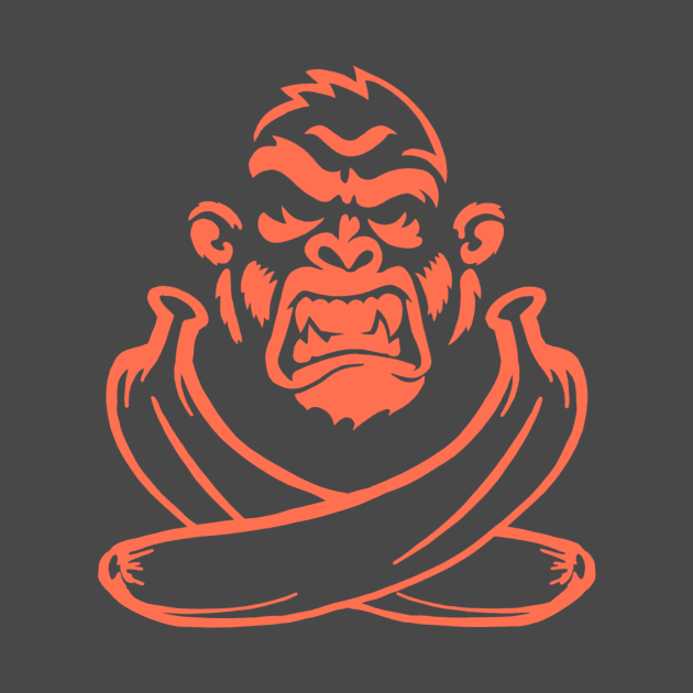 Monkey and Cross Bananas- Orange by Owllee Designs