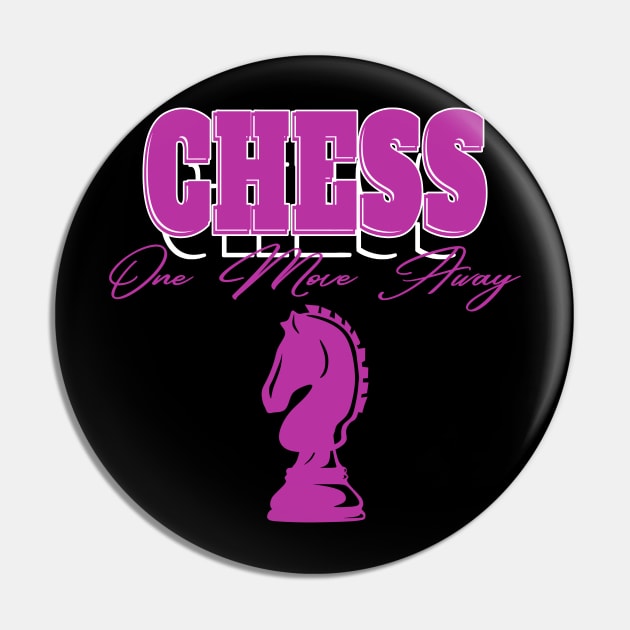 Chess Horse Pink One Move Away Pin by AuburnQuailart