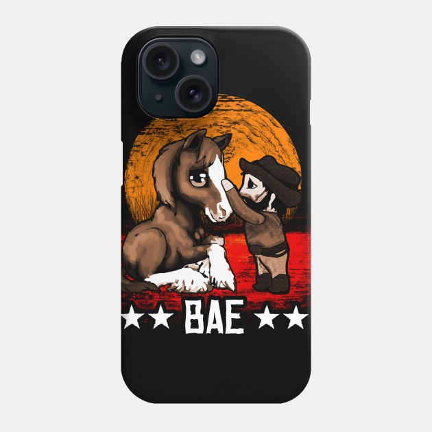 Red Horse Sunset T-Shirt - BAE Level4 Chibi Cowboy Phone Case by BeesEz