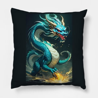 Asian green dragon Pillow