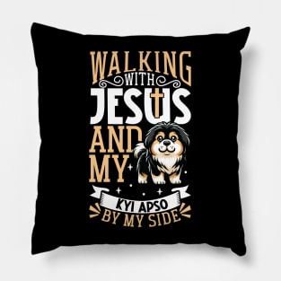 Jesus and dog - Tibetan Kyi Apso Pillow