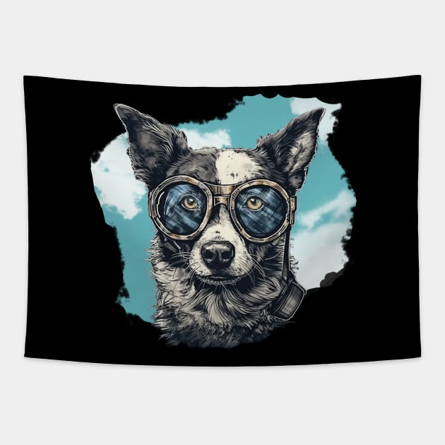 Aviator dog Tapestry by GreenMary Design