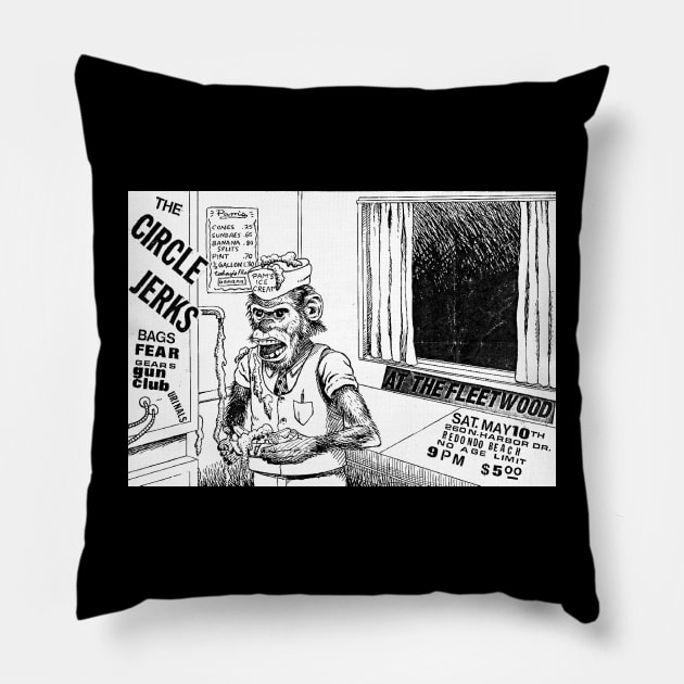 Circle Jerks, Bags, FEAR, Gun Club & Urinals @The Fleetwood 1980 Pillow by EvanRude