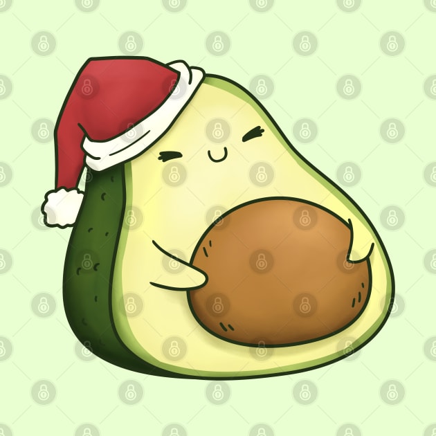 Cute Christmas Avocado in Santa Hat by Takeda_Art