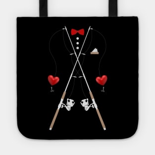Hearts Bow Tie & Suspenders Valentines Day Costume Fishing Tote