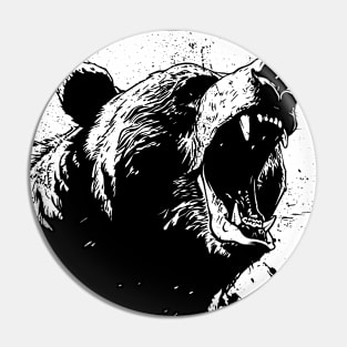 Roaring Grizzly Illustration - Grizzly Bear Pin