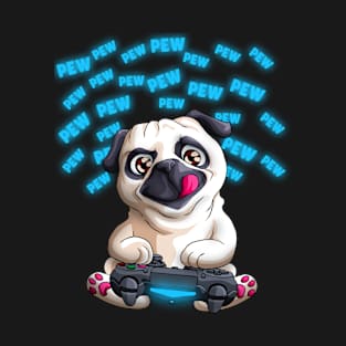 Pew Gamer Pug Funny PewPewPew Video Gaming Gift T-Shirt