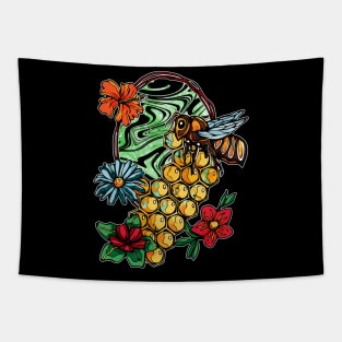 Cute bee with honeycomb, Save the bees Tapestry