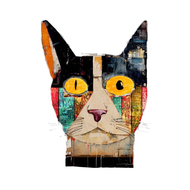 Abstract colorful cat face art by tomrothster