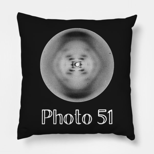 Photo 51  X-ray diffraction of DNA by Rosalind Franklin, Raymond Gosling Nature Women in STEM science black Pillow by labstud