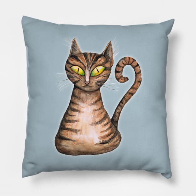 Striped cat Pillow by Bwiselizzy