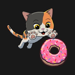 Munchkin Cat excited to eat a donut T-Shirt