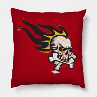 Vintage Flaming Skull Trash Polka Pillow