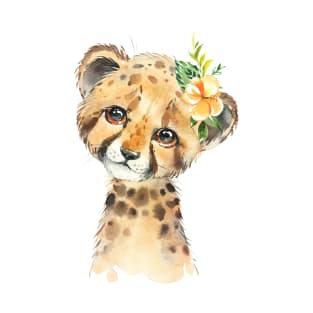 Adorable Cheetah with Flower T-Shirt