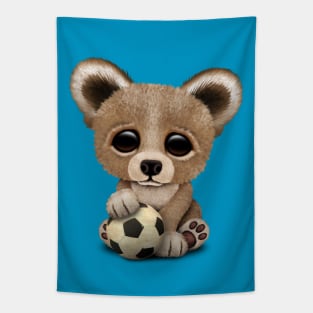 Cute Baby Bear With Football Soccer Ball Tapestry
