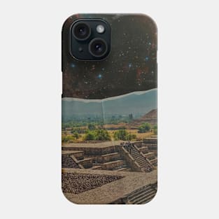 Mayan Temples With Galaxy Sky Collage by Courtney Graben Phone Case