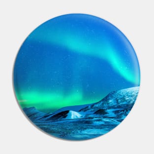 SCENERY 56 - Aurora Borealis Blue Night Sky Winter Pin