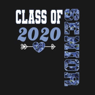 Senior Class 2020 Blue Floral High School Graduation Gift T-Shirt