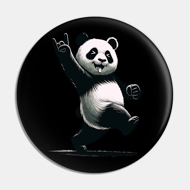 Retro Panda Rock Music Gift Funny Panda Pin by KsuAnn