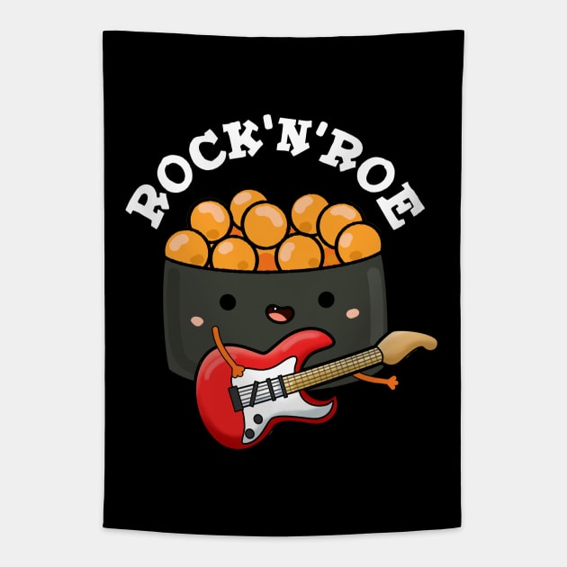 Rock And Roe Cute Rock And Roll Sushi Pun Tapestry by punnybone