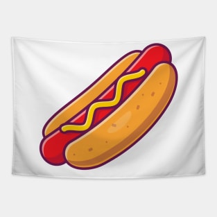 Hotdog Cartoon Illustration Tapestry