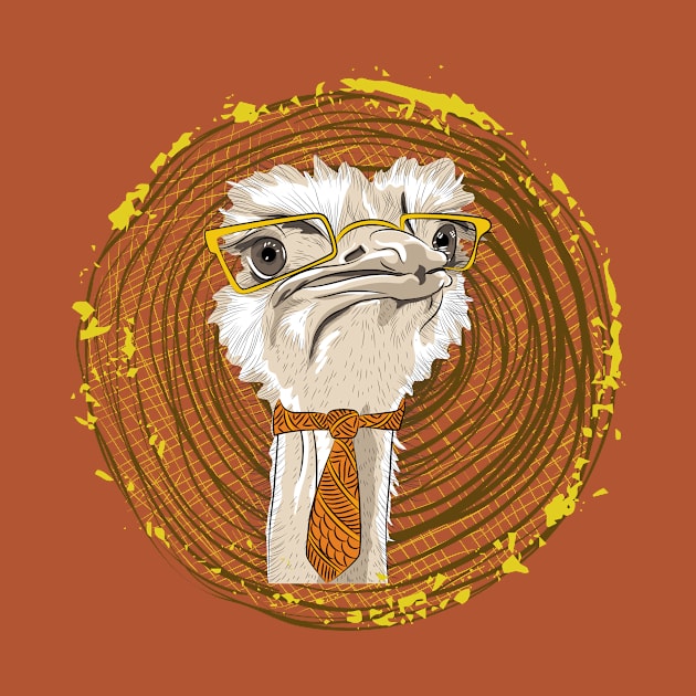 Funny Hipster Ostrich by NewWorldIsHere