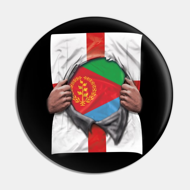 Eritrea Flag English Flag Ripped Open - Gift for Eritrean From Eritrea Pin by Country Flags