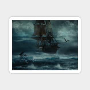 Ghost Ship Watercolor Magnet