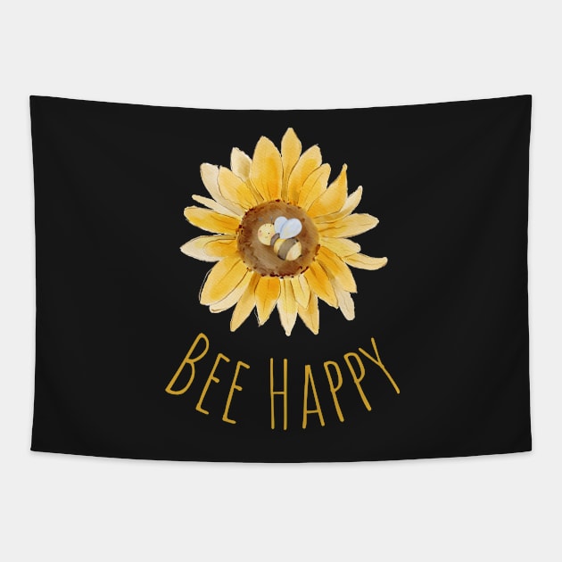 Bee Happy Tapestry by Tee's Tees