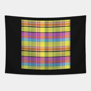 Vaporwave Aesthetic Iona 1 Hand Drawn Textured Plaid Pattern Tapestry