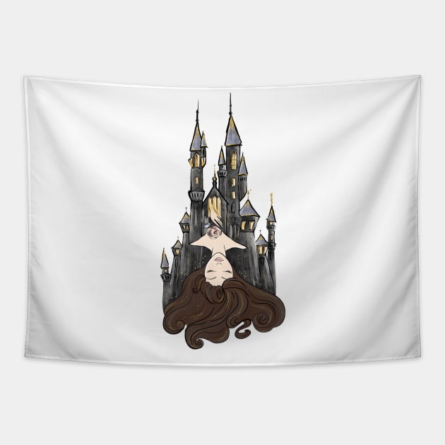 Sleeping Beauty Castle - Brunette Tapestry by americana-style