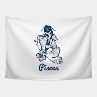 Pisces Zodiac Horoscope with Fish with Flower Sign and Name Tapestry