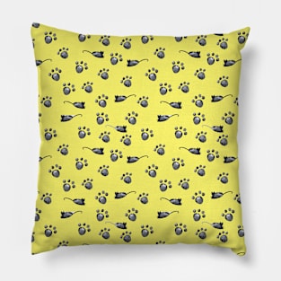 Mouse and Cat Paw Print Pillow