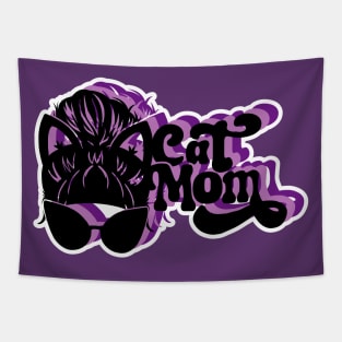 Retro Cool Cat Mom - violet Tapestry