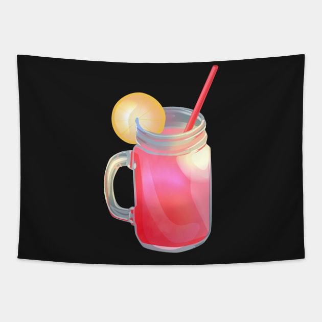 Pink Lemonade in Glass Jar Tapestry by LyddieDoodles