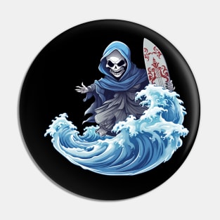 Skeleton Surfer Pin