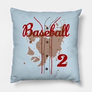 Toddler 2nd Birthday Baseball 2 Years Old #2 Baseball Lover Dirty Uniform Funny Baseball Theme Pillow