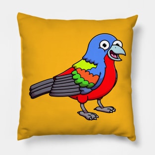 Happy Painted Bunting Bird Pillow