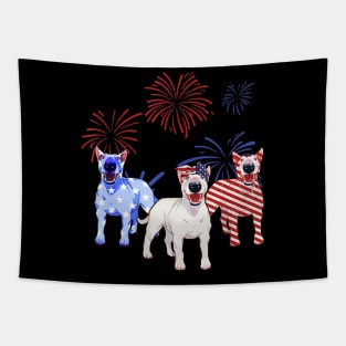 Red White Blue Bull Terrier American Flag 4th Of July Shirt Tapestry