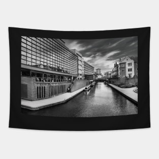 Birmingham canal and cityscape - monochrome photograph Tapestry