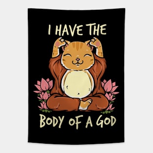 Cat Buddha - I Have The Body Of A God Tapestry