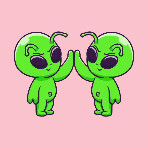 Cute Aliens High Fives Cartoon by Catalyst Labs