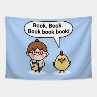 "A chicken walked into a library" joke Tapestry