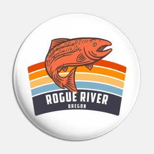 Rogue River Oregon Salmon Fishing Graphic Pin