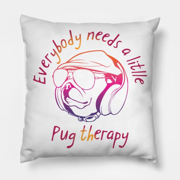 Pug therapy Pillow by Bernesemountaindogstuff