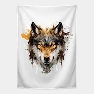 Wolf Portrait Animal Painting Wildlife Outdoors Adventure Tapestry