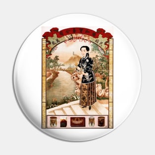 Chinese Brand Cigarettes Cigars Tobacco Xie He Trading Company Vintage Advertising Art Pin