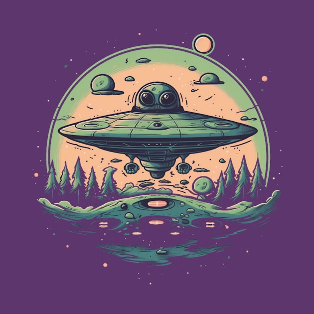 Cute UFO Spaceship by MerlinArt