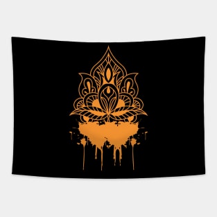 Orange drippy hoodies mandala design dripping design Tapestry