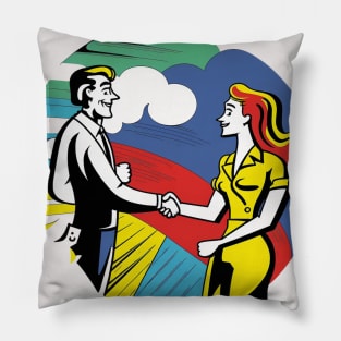 pop city contract now man and woman Pillow